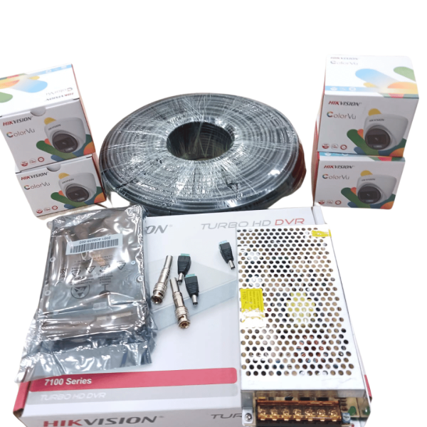 Hikvision 4 1080P HD CCTV Camera Full Kit Full Coloured At Night